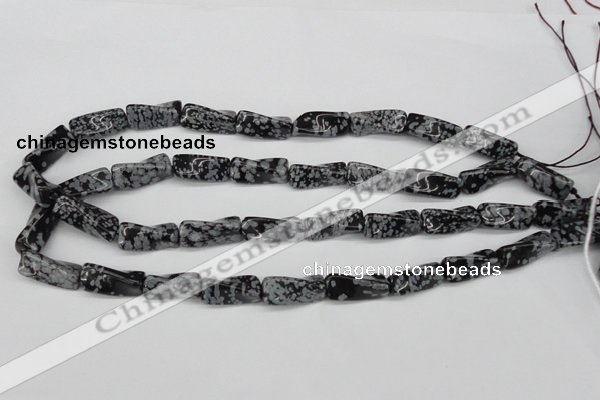 CTW122 15.5 inches 10*20mm twisted trihedron snowflake obsidian beads