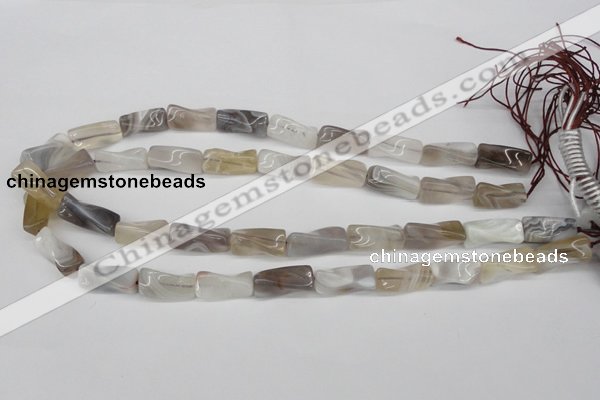 CTW123 15.5 inches 9*20mm twisted trihedron botswana agate beads