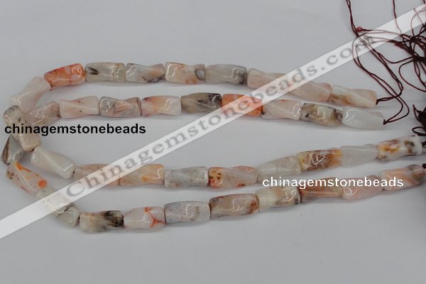 CTW124 15.5 inches 9*20mm twisted trihedron agate gemstone beads