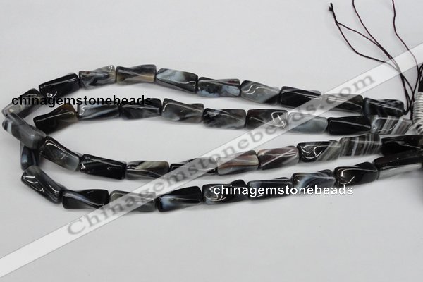 CTW128 15.5 inches 9*20mm twisted trihedron madagascar agate beads