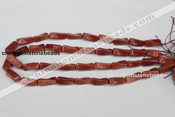 CTW132 15.5 inches 10*20mm twisted trihedron goldstone beads