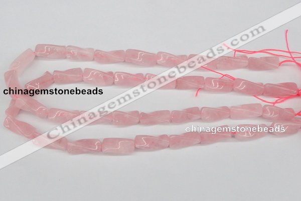 CTW133 15.5 inches 9*20mm twisted trihedron rose quartz beads