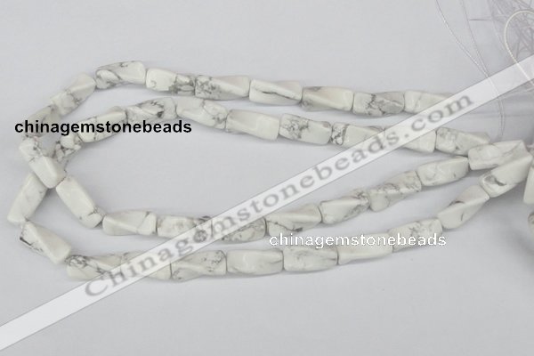 CTW134 15.5 inches 9*20mm twisted trihedron white howlite beads