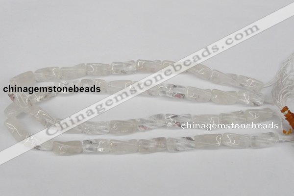 CTW137 15.5 inches 9*20mm twisted trihedron white crystal beads