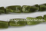 CTW138 15.5 inches 9*20mm twisted trihedron jade gemstone beads