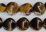 CTW14 15.5 inches 16mm twisted coin yellow tiger eye beads wholesale