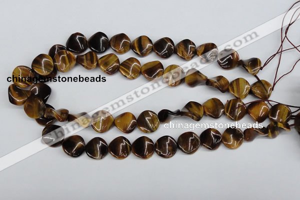 CTW14 15.5 inches 16mm twisted coin yellow tiger eye beads wholesale