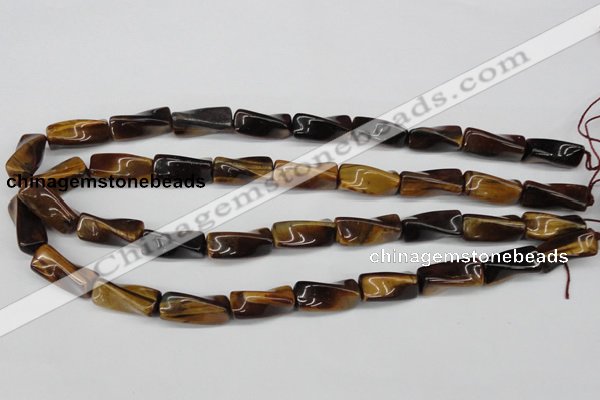 CTW140 15.5 inches 9*20mm twisted trihedron yellow tiger eye beads