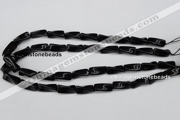 CTW141 15.5 inches 9*20mm twisted trihedron black agate beads