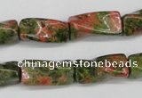 CTW142 15.5 inches 9*20mm twisted trihedron unakite gemstone beads