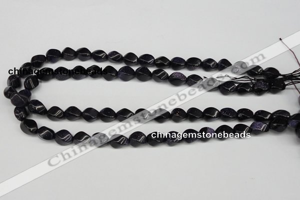 CTW146 15.5 inches 8*11mm twisted rice blue goldstone beads