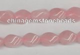 CTW148 15.5 inches 8*11mm twisted rice rose quartz beads