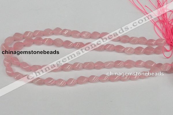 CTW148 15.5 inches 8*11mm twisted rice rose quartz beads