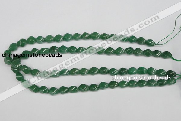 CTW152 15.5 inches 8*11mm twisted rice green aventurine beads