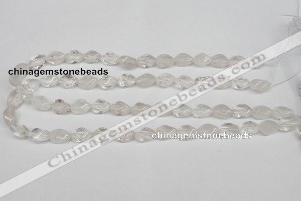 CTW153 15.5 inches 8*15mm twisted rice white crystal beads