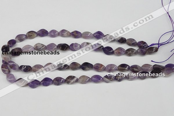 CTW154 15.5 inches 8*15mm twisted rice amethyst gemstone beads