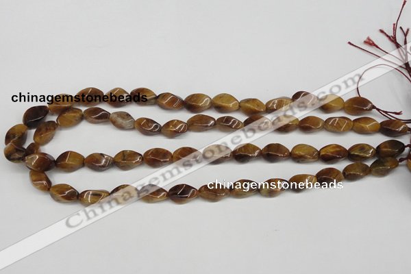 CTW156 15.5 inches 8*15mm twisted rice yellow tiger eye beads