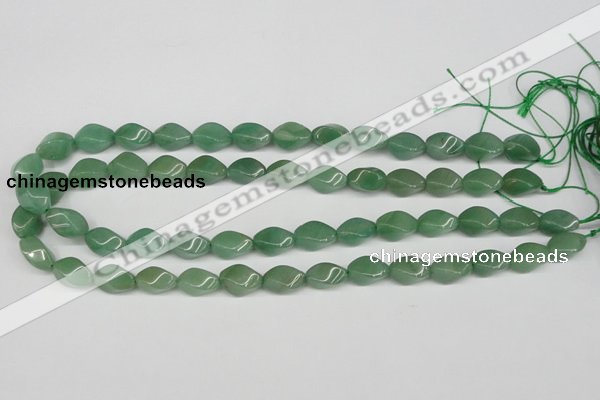 CTW157 15.5 inches 8*15mm twisted rice green aventurine beads