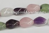 CTW158 15.5 inches 8*15mm twisted rice mixed gemstone beads