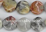 CTW16 15.5 inches 16mm twisted coin crazy lace agate beads wholesale