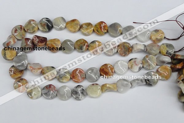 CTW16 15.5 inches 16mm twisted coin crazy lace agate beads wholesale