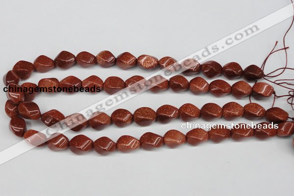 CTW161 15.5 inches 10*15mm twisted rice goldstone gemstone beads