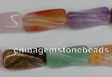 CTW163 15.5 inches 10*20mm twisted trihedron mixed gemstone beads