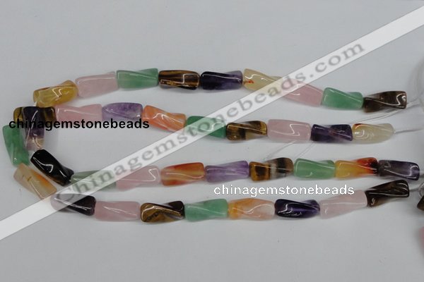 CTW163 15.5 inches 10*20mm twisted trihedron mixed gemstone beads