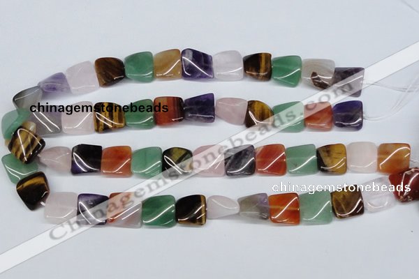 CTW164 15.5 inches 15*15mm twisted square mixed gemstone beads