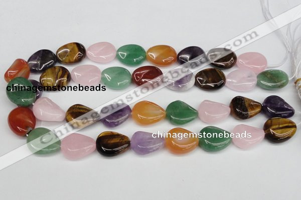 CTW165 15.5 inches 18*22mm twisted teardrop mixed gemstone beads