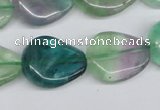 CTW167 15.5 inches 18*22mm twisted teardrop fluorite gemstone beads