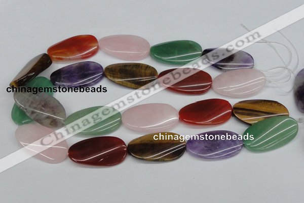 CTW168 15.5 inches 22*40mm twisted oval mixed gemstone beads