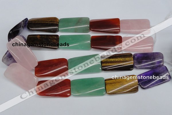 CTW169 15.5 inches 22*40mm twisted rectangle mixed gemstone beads