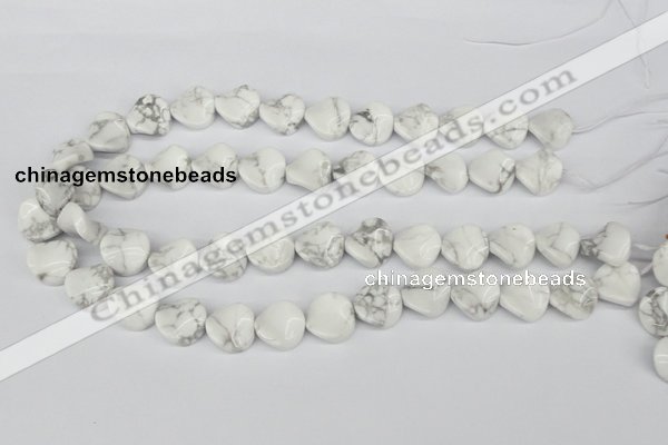 CTW19 15.5 inches 16mm twisted coin white howlite turquoise beads