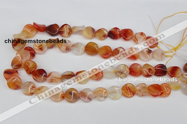 CTW21 15.5 inches 16mm twisted coin agate gemstone beads wholesale