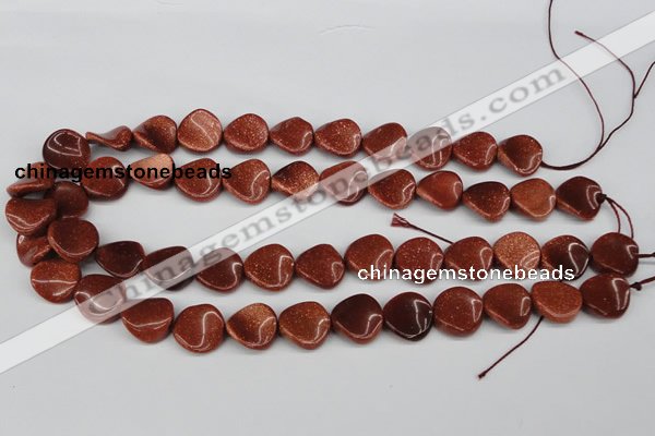 CTW22 15.5 inches 16mm twisted coin goldstone beads wholesale