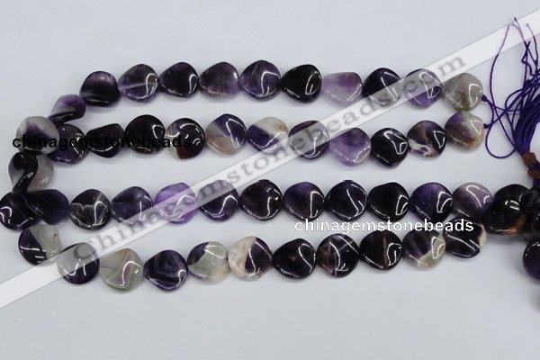 CTW23 15.5 inches 16mm twisted coin amethyst beads wholesale