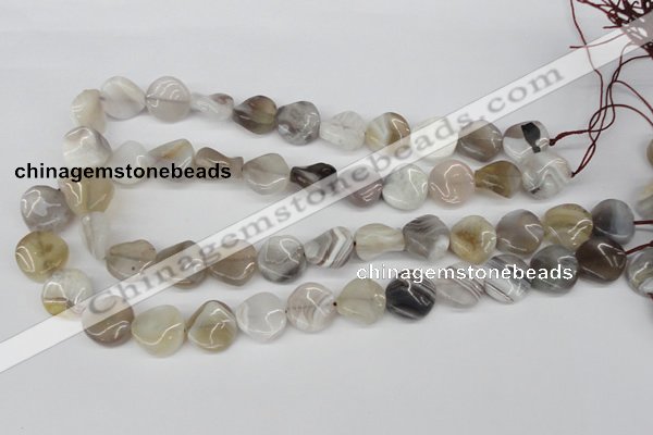 CTW25 15.5 inches 16mm twisted coin botswana agate beads wholesale