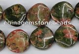 CTW26 15.5 inches 16mm twisted coin unakite gemstone beads wholesale