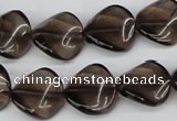 CTW28 15.5 inches 16mm twisted coin smoky quartz beads wholesale