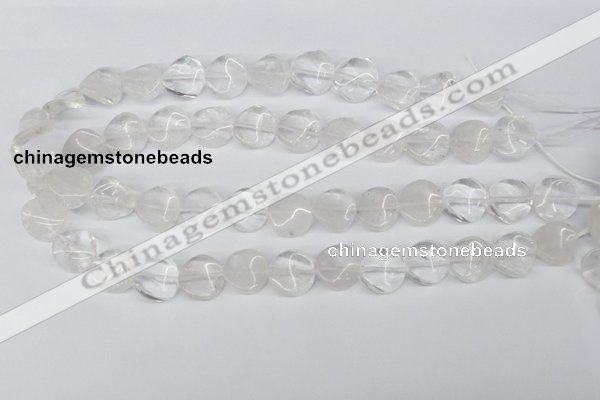 CTW29 15.5 inches 16mm twisted coin white crystal beads wholesale