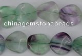 CTW30 15.5 inches 16mm twisted coin fluorite beads wholesale