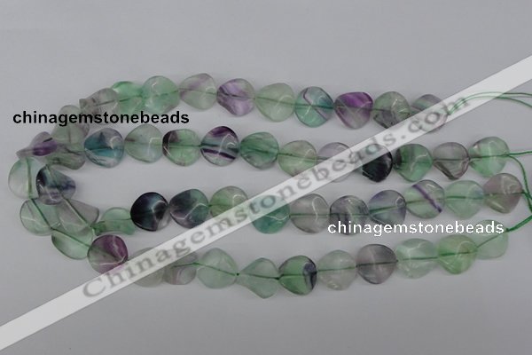 CTW30 15.5 inches 16mm twisted coin fluorite beads wholesale