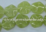 CTW300 15.5 inches 16mm wavy coin olive jade gemstone beads