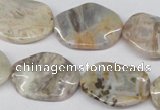 CTW303 15.5 inches 18*25mm wavy oval bamboo leaf agate beads