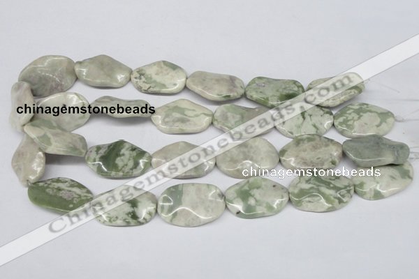 CTW307 15.5 inches 20*30mm wavy oval peace stone beads