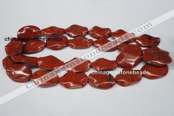 CTW308 15.5 inches 20*30mm wavy oval red jasper gemstone beads