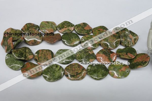 CTW310 15.5 inches 25*30mm wavy oval unakite gemstone beads