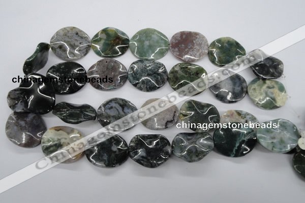 CTW311 15.5 inches 25*30mm wavy oval Indian agate gemstone beads