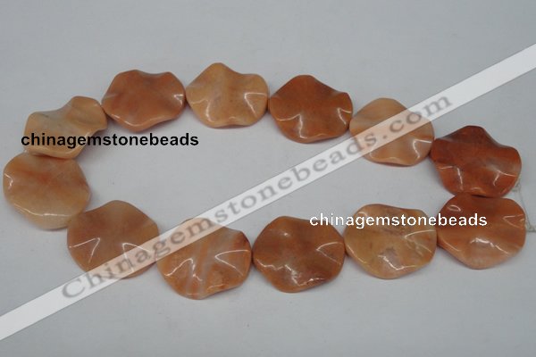 CTW312 15.5 inches 28*32mm wavy oval pink aventurine jade beads